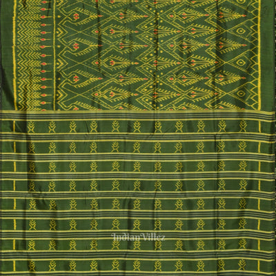 Green Cambodian Ikat Contemporary Silk Saree