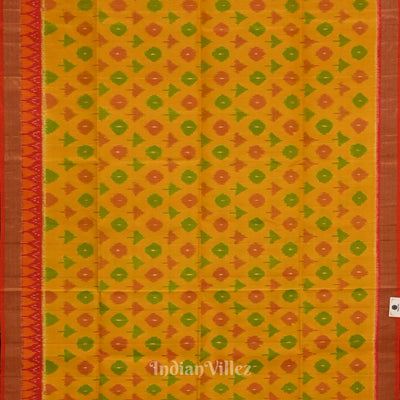 Yellow with Multicoloured Design Pochampally Ikat Silk Saree