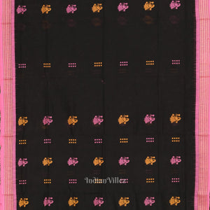 Black Pink Odisha Handloom Doll  Theme Bomkai Cotton Saree