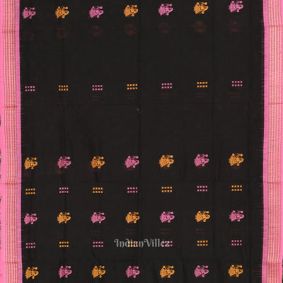 Black Pink Odisha Handloom Doll  Theme Bomkai Cotton Saree