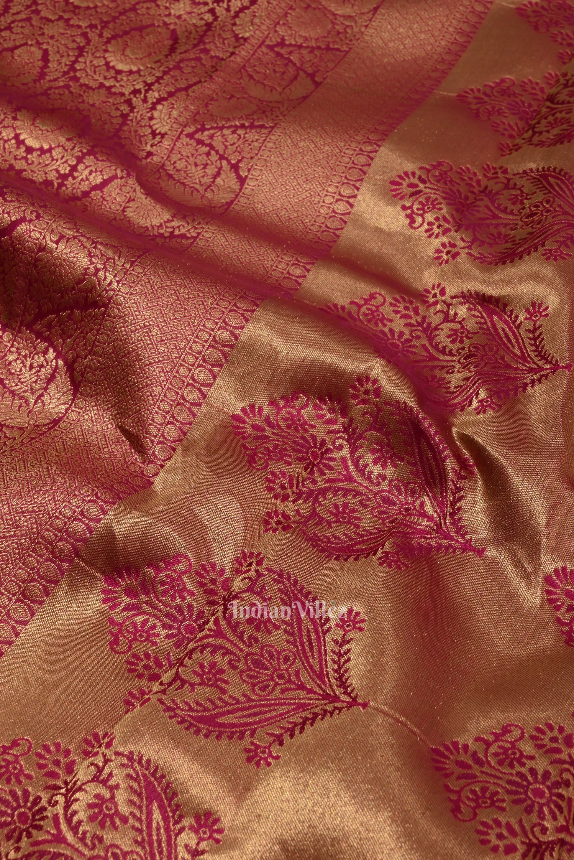 Pink With Golden Pure Kanjivaram Silk Saree