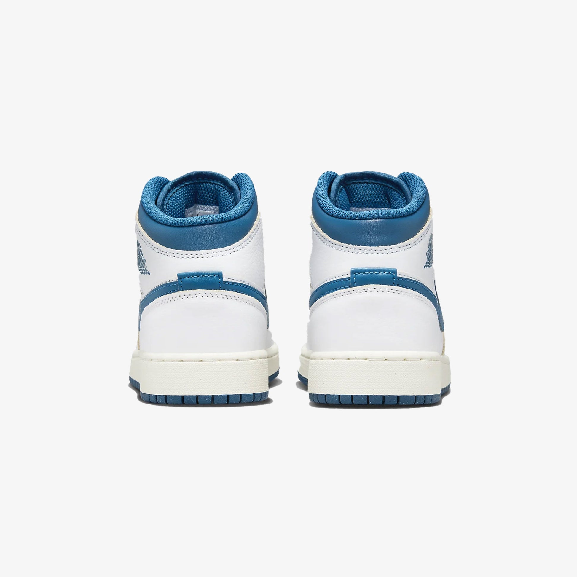 Jordan | AIR JORDAN 1 MID SE (GS)  { WHITE/INDUSTRIAL BLUE-SAIL