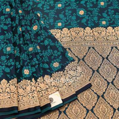 Exclusive Dark Blue Soft Pure Mashru Satin Silk Banarasi Saree