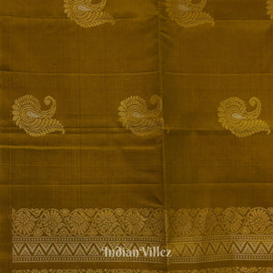 Golden Brown Pure Kanjivaram Soft Silk Saree