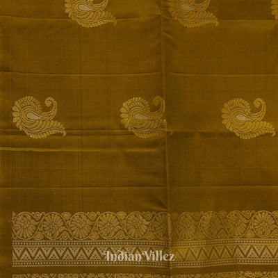 Golden Brown Pure Kanjivaram Soft Silk Saree