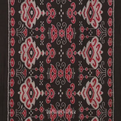 Black With Multicolour Floral Theme Odisha Ikat Sambalpuri Pure Cotton Saree