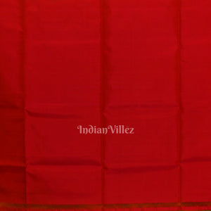 Parrot Green with Pure Red Handloom Pochampally Ikat Silk Saree