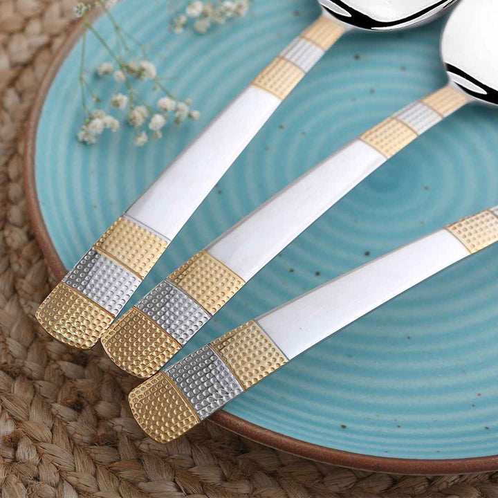 Roma Serving Spoon Set - Gold Plated - Set of 3pcs