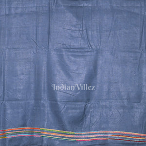 Light Blue Handwoven Kantha Stitch Silk Saree