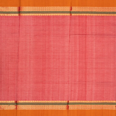 Red Handloom Silk Cotton Saree With Kolam Motifs in Checks