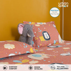 Serene 200 TC 100% Cotton Bedsheet with Pillow Covers - Lion King Terra