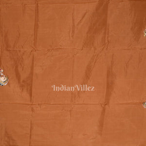 Metallic Bronze Kandarpa Ashwa Hand-Painted Pattachitra Saree