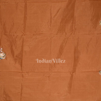 Metallic Bronze Kandarpa Ashwa Hand-Painted Pattachitra Saree