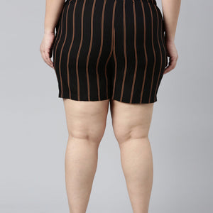 Women Printed Black Woven Mid Rise Viscose Lounge Shorts
