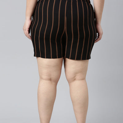 Women Printed Black Woven Mid Rise Viscose Lounge Shorts