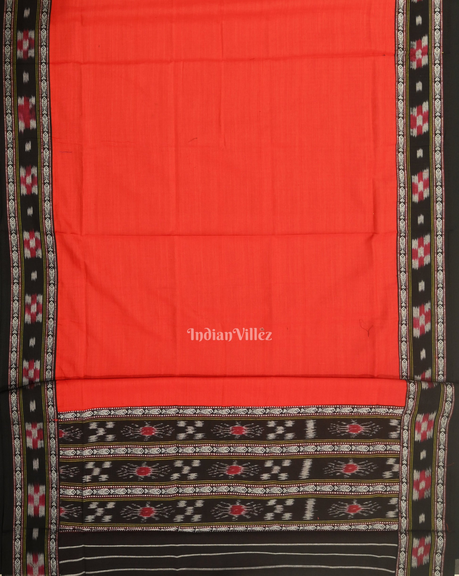 Black Red Pasapali Sambalpuri Cotton Dress set with Dupatta