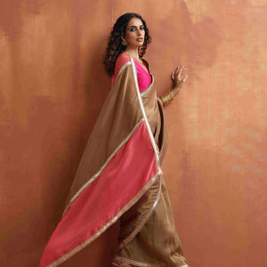 trueBrowns Bronze Tissue Ready To Wear Saree