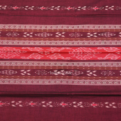 Maroon Cream Pasapali Sambalpuri Cotton Dress set with Dupatta
