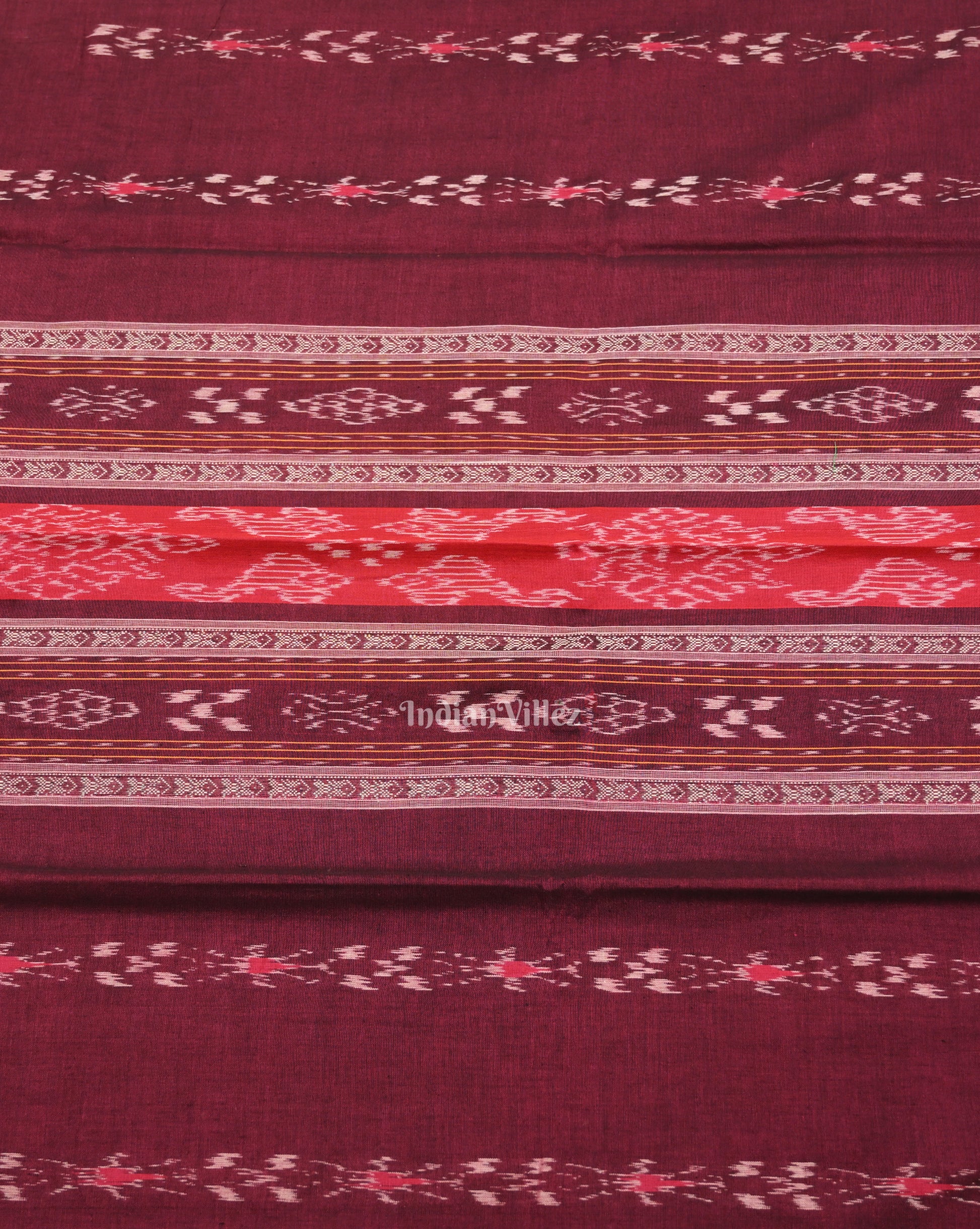 Maroon Cream Pasapali Sambalpuri Cotton Dress set with Dupatta