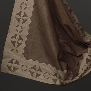 Brown - 3pc Cut Work Cotton Barmer Applique Dress Material 11