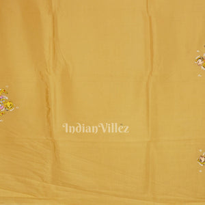 Honey Gold Krishna Rasleela Hand-Painted Pattachitra Saree