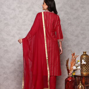Floral Embroidered Regular Kurta with Trousers & Dupatta