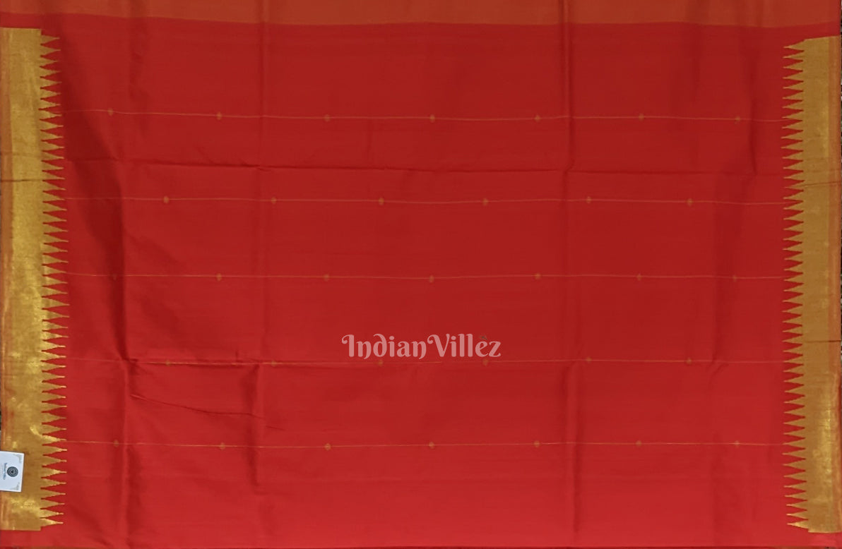 Red with Golden Zari (Tissue) Phoda Kumbha Sambalpuri Silk Saree