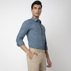 Self-Checkered Semi-Formal Shirt
