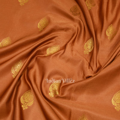 Copper Gold Soft Pure Mashru Satin Silk Banarasi Saree