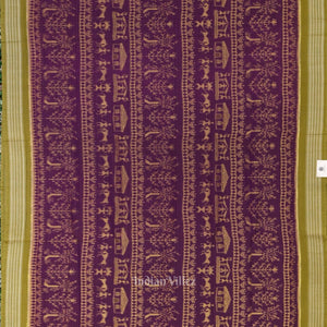 Purple Mehendi Tribal Theme Odisha Sambalpuri Pure Cotton Saree