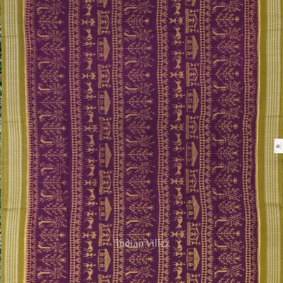 Purple Mehendi Tribal Theme Odisha Sambalpuri Pure Cotton Saree