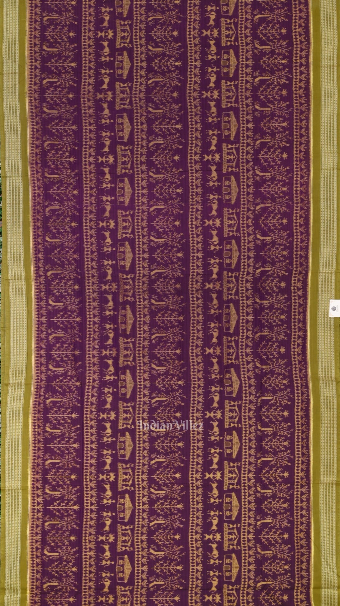 Purple Mehendi Tribal Theme Odisha Sambalpuri Pure Cotton Saree