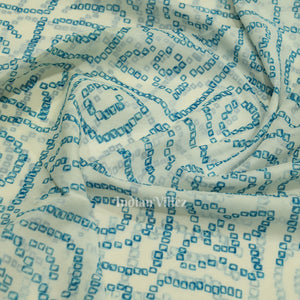 White Blue Pure Khaddi Georgette Bandhani Banarasi Saree
