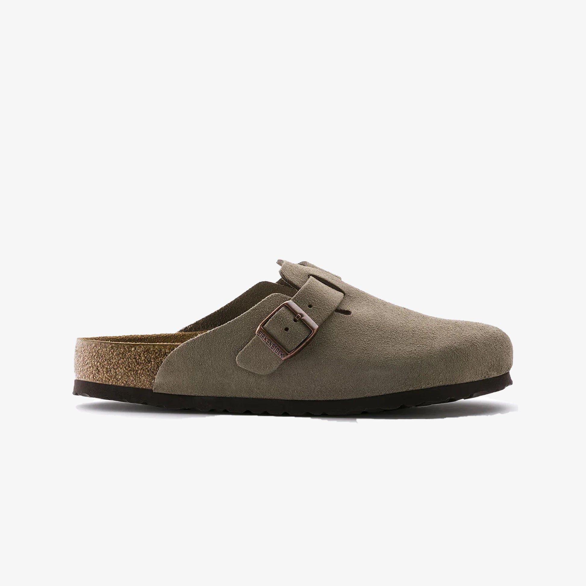 Birkenstock | BOSTON SOFT FOOTBED SUEDE LEATHER  { GRAY/TAUPE