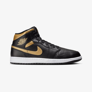 JORDAN | AIR JORDAN 1 MID { BLACK/METALLIC GOLD-WHITE