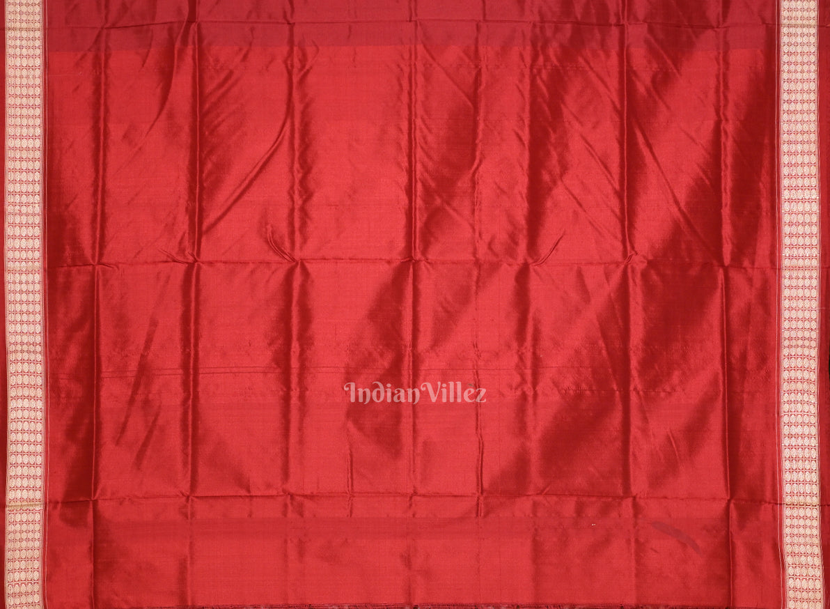 Maroon Dual Tone Jhoti Theme Odisha Handloom Sambalpuri Silk Saree