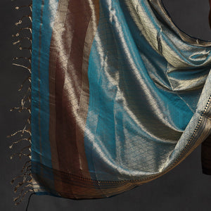 Brown - 2pc Tissue Zari Handloom Cotton Maheshwari Dress Material