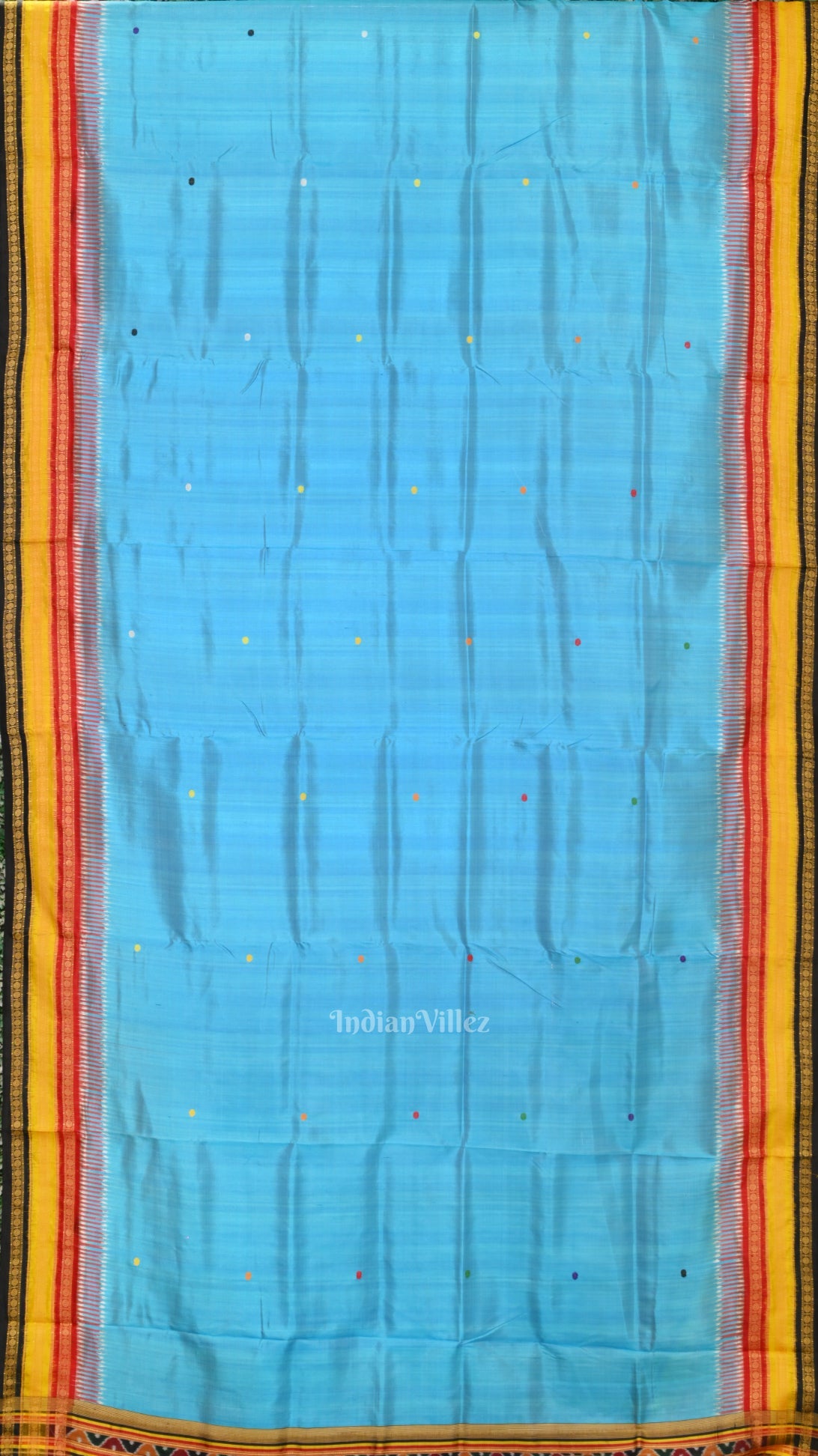 Surf Blue Kathiphera   Khandua Silk Saree with Odishi Dancer Pallu