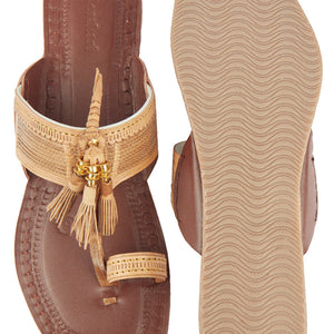 Brown Handstitched Leather Kolhapuri Women Slipper
