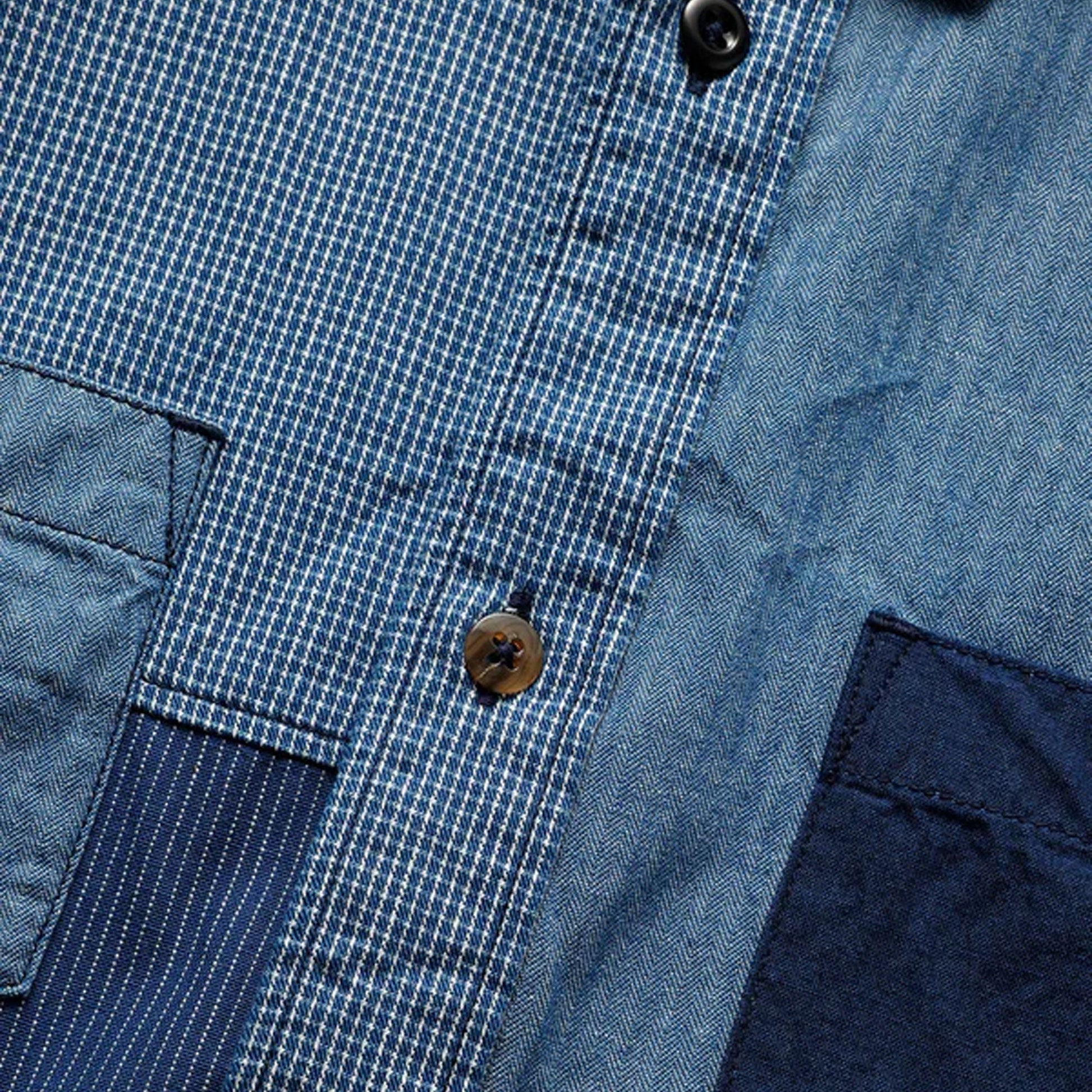 FDMTL | PATCHWORK S/S SHIRT RINSE  { INDIGO