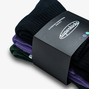 Superkicks | CREW SOCKS  { BLACK/PURPLE/GREEN