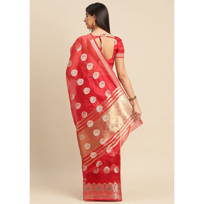 Maroon Woven Organza Saree