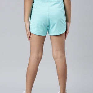 Girls Solid Baby Mint Mid Rise Knit Shorts