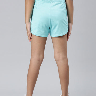 Girls Solid Baby Mint Mid Rise Knit Shorts