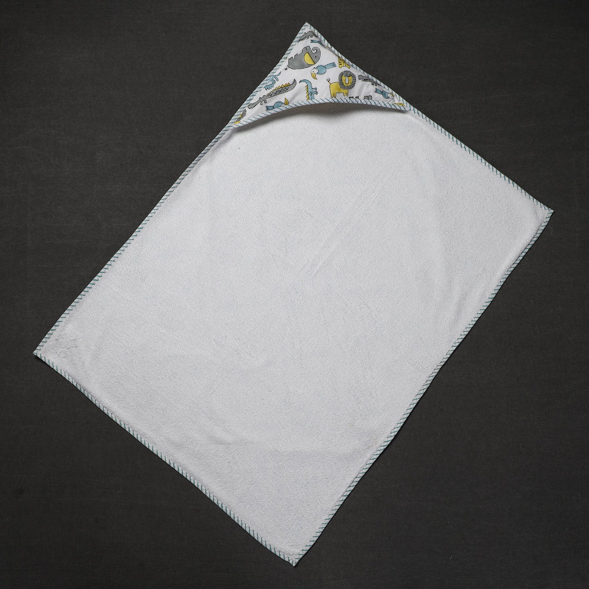 Block Printed Cotton Baby Terry/Hooded Towel 01