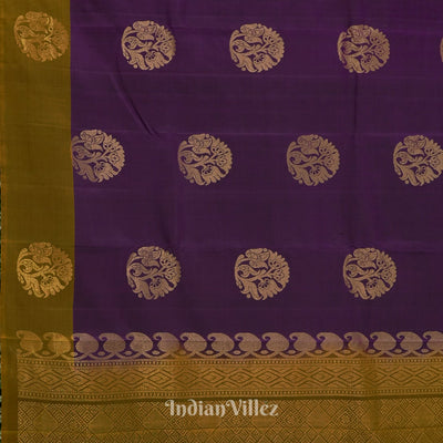 Dark Purple Pure Kanjivaram Soft Silk Saree