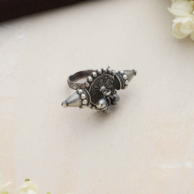 trueBrowns Silver Tone Ghungroo Ring