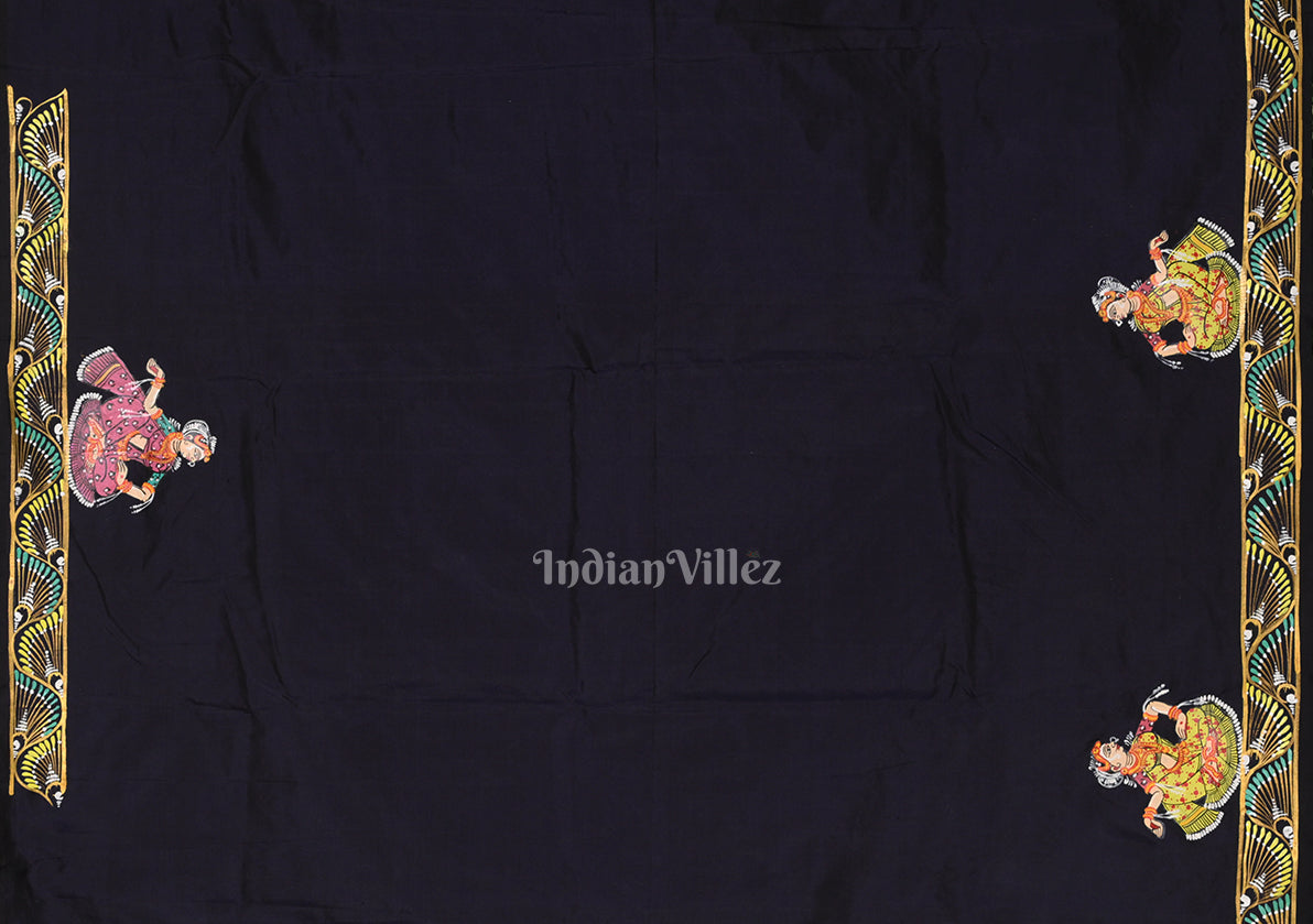 Rani Pink Boita Bandana Theme Hand-Painted Pattachitra Saree