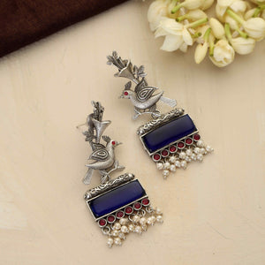 trueBrowns Silver Tone Bird Earrings