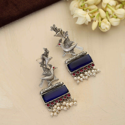 trueBrowns Silver Tone Bird Earrings